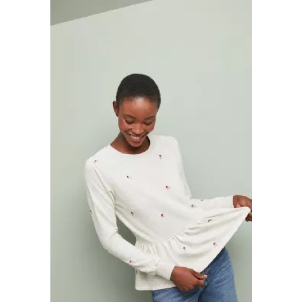 Anthropologie Rosebud Peplum Sweatshirt